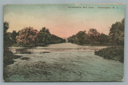 FLEMINGTON NJ ROCKEFELLOW MILL DAM ANTIQUE POSTCARD