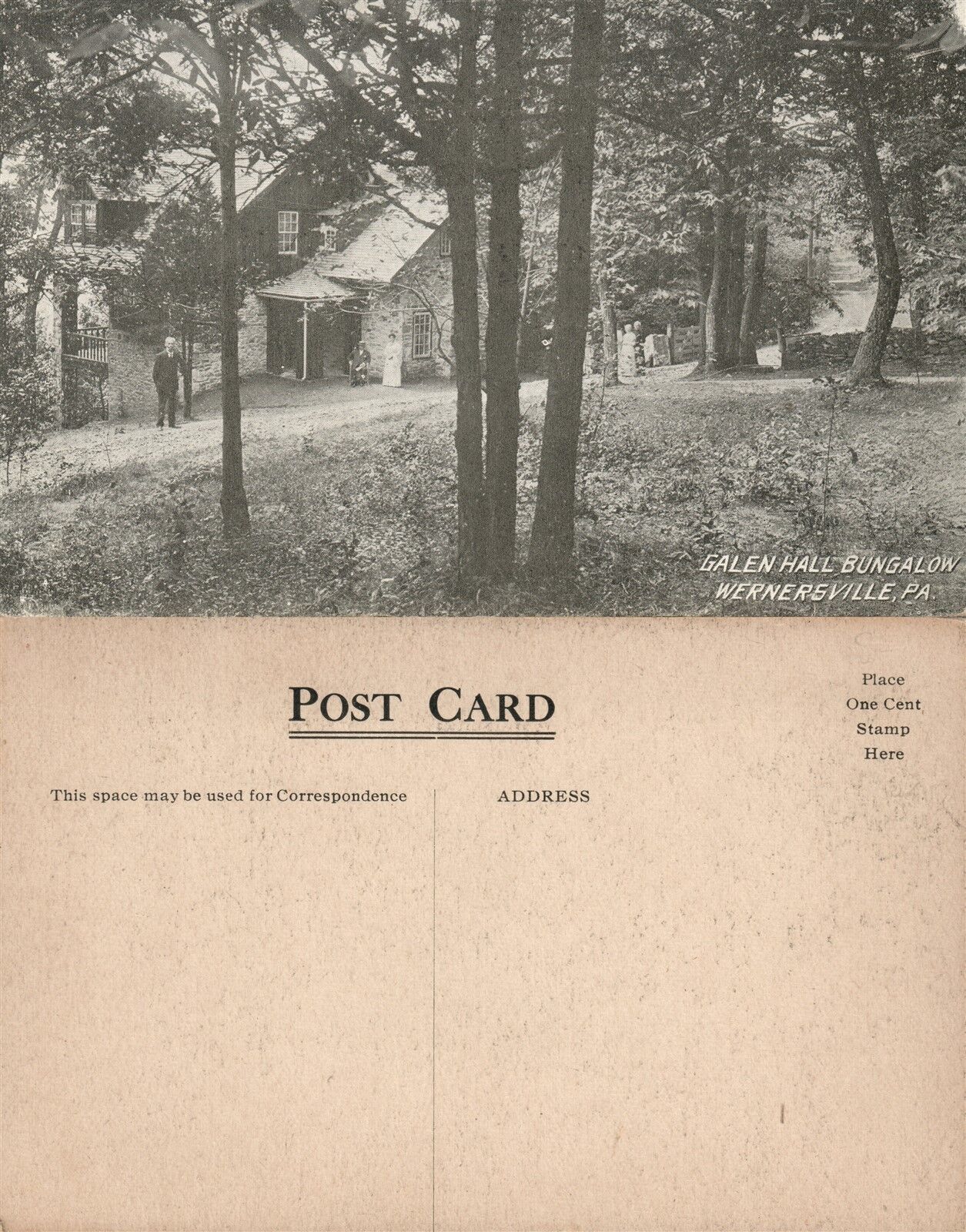 WERNERSVILLE PA GALEN HALL hotel BUNGALOW ANTIQUE POSTCARD