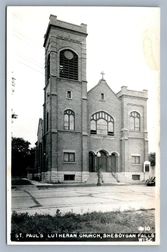 SHEYBOGAN FALLS WI ST.PAUL'S CHURCH VINTAGE REAL PHOTO POSTCARD RPPC