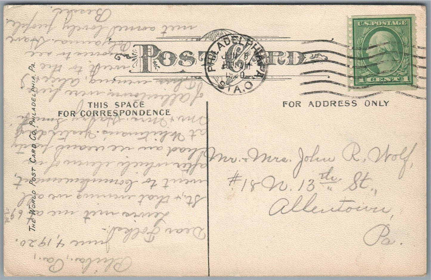 FRANKFORD PA BERKSHIRE MILLS ANTIQUE POSTCARD