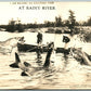 RAINY RIVER  CANADA FISHING EXAGGERATED ANTIQUE REAL PHOTO PC RPPC PHOTOMONTAGE