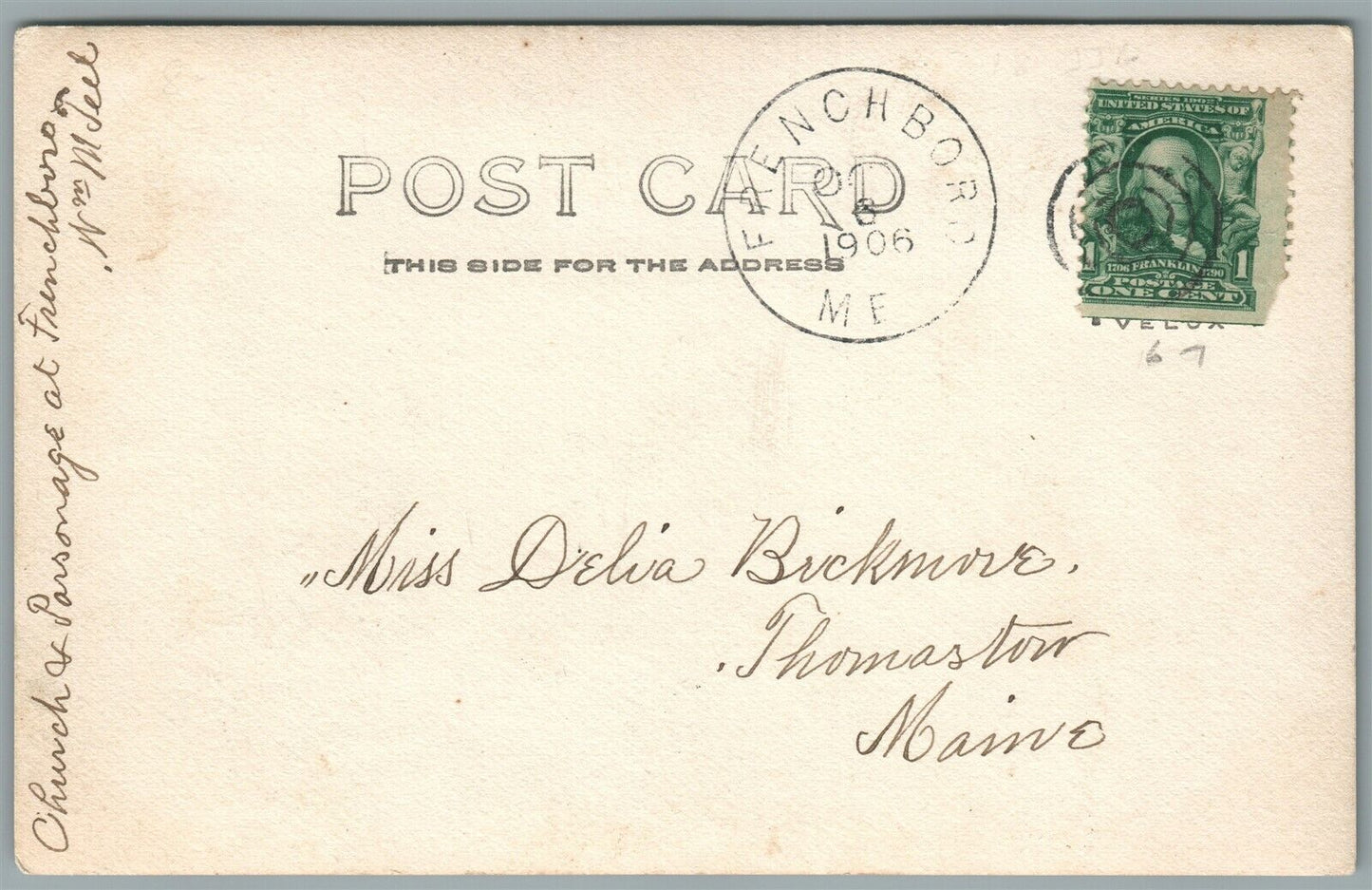 FRENCHBORO ME CHURCH ANTIQUE REAL PHOTO POSTCARD RPPC