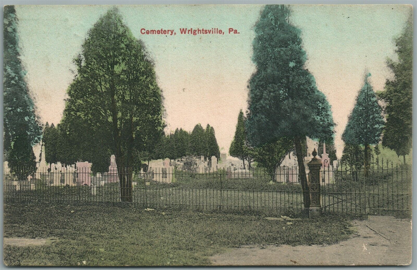 WRIGHTSVILLE PA CEMETERY ANTIQUE POSTCARD