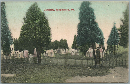 WRIGHTSVILLE PA CEMETERY ANTIQUE POSTCARD