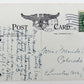 VINTAGE 1912 POSTCARD THIS BROUGHT ME INTO GREELEY COLO railroad railway train