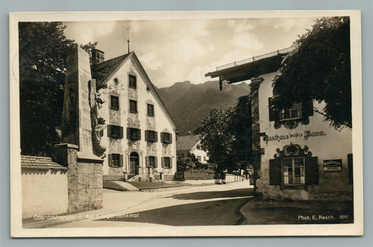 OBERAMMERGAU GERMANY AM KRIEGERDENKMAL VINTAGE REAL PHOTO RPPC POSTCARD