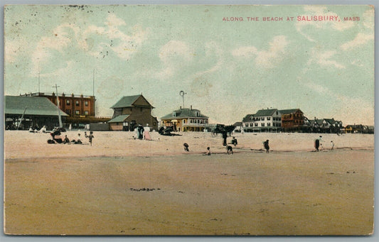 SALISBURY MA ALONG THE BEACH ANTIQUE POSTCARD