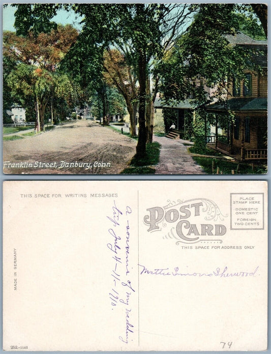 DANBURY CT FRANKLIN STREET ANTIQUE POSTCARD