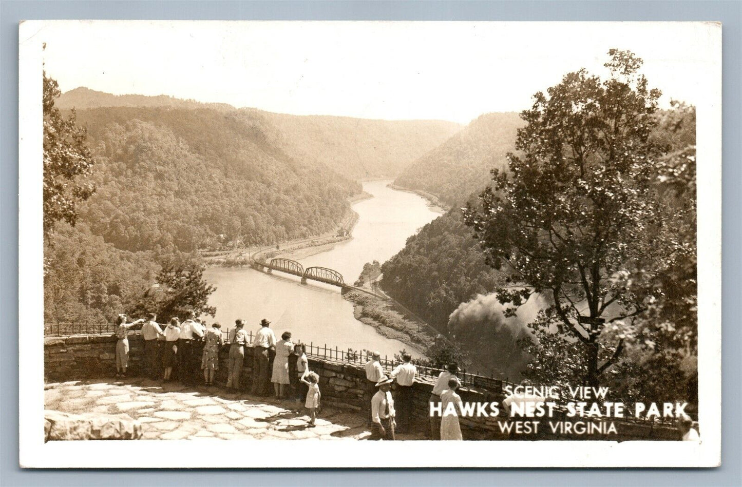 HAWKS NEST STATE PARK W.Va SCENIC VIEW 1952 VINTAGE REAL PHOTO POSTCARD RPPC