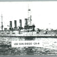 MILITARY SHIP USS SAN DIEGO CA-6 VINTAGE REAL PHOTO POSTCARD RPPC