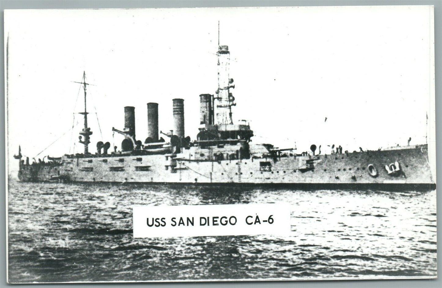 MILITARY SHIP USS SAN DIEGO CA-6 VINTAGE REAL PHOTO POSTCARD RPPC