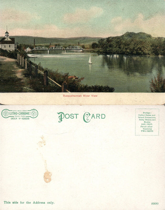 SUSQUEHANNA RIVER VIEW PA UNDIVIDED ANTIQUE POSTCARD