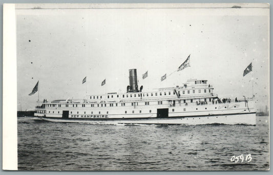 NEW HAMPSHIRE STEAMBOAT SHIP VINTAGE REAL PHOTO POSTCARD RPPC