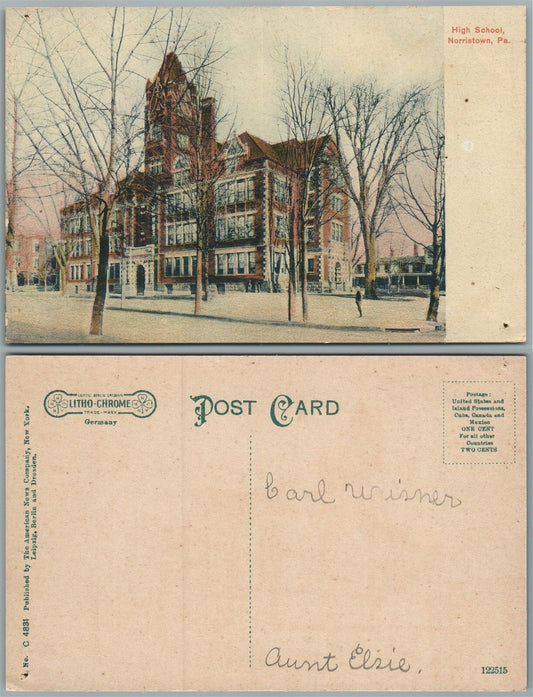 NORRISTOWN PA HIGH SCHOOL ANTIQUE POSTCARD