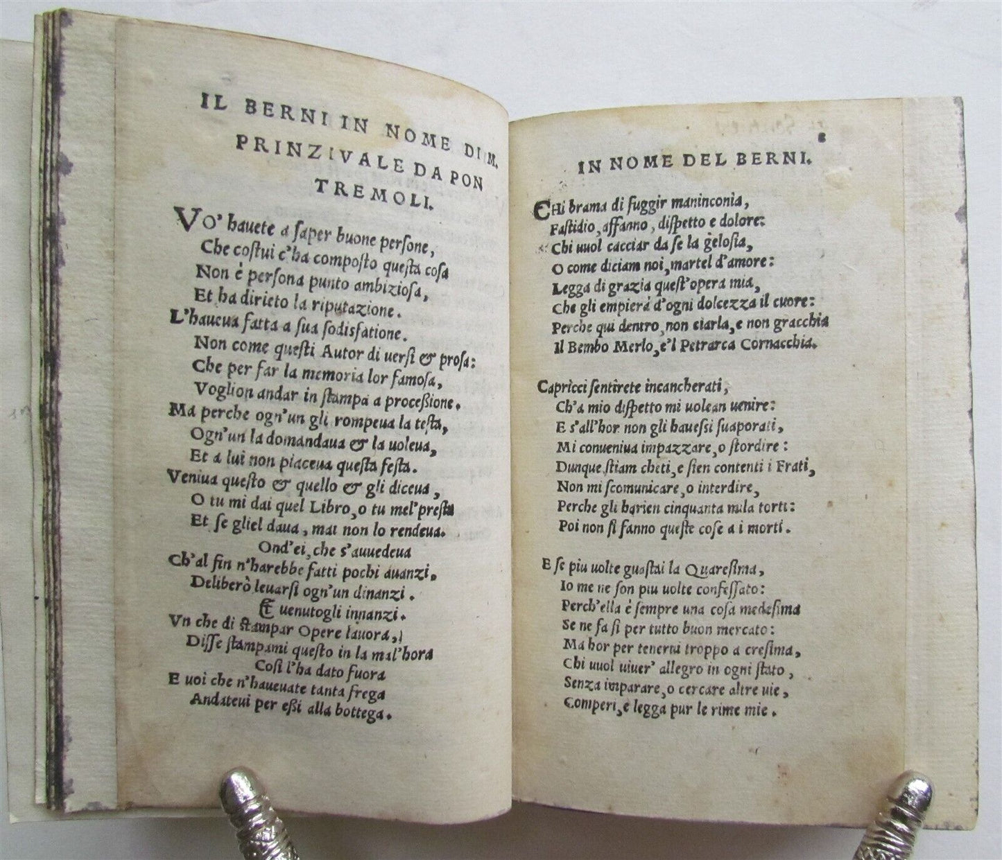 1548 BURLESQUE POETRY by Francesco Berni antique LIBRO DEL L'OPERE BURLESCHE