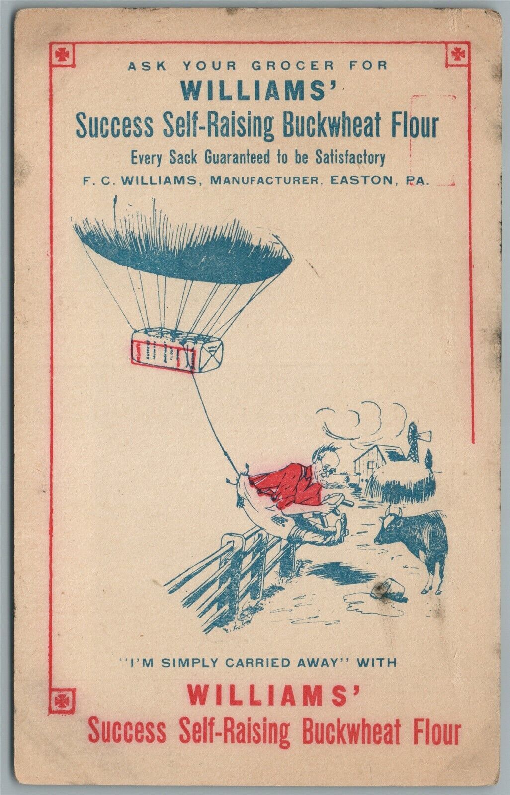 EASTON PA WILLIAMS FLOUR MANUFACTURER ADVERTISING ANTIQUE POSTCARD