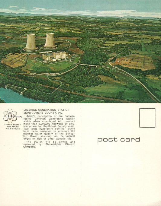LIMERICK GENERATING NUCLEAR STATION MONTGOMERY COUNTY PA VINTAGE POSTCARD