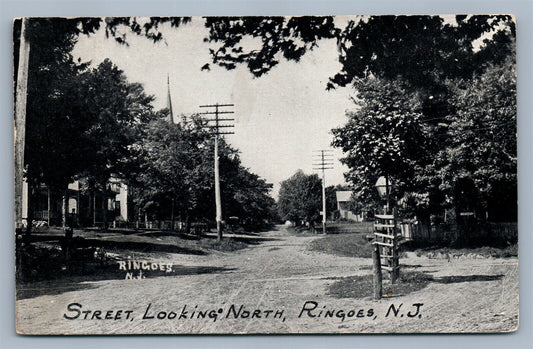 RINGOES NJ STREET LOOKING NORTH ANTIQUE POSTCARD