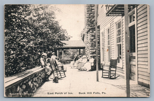 BUCK HILL FALLS PA INN EASTERN PORCH ANTIQUE POSTCARD