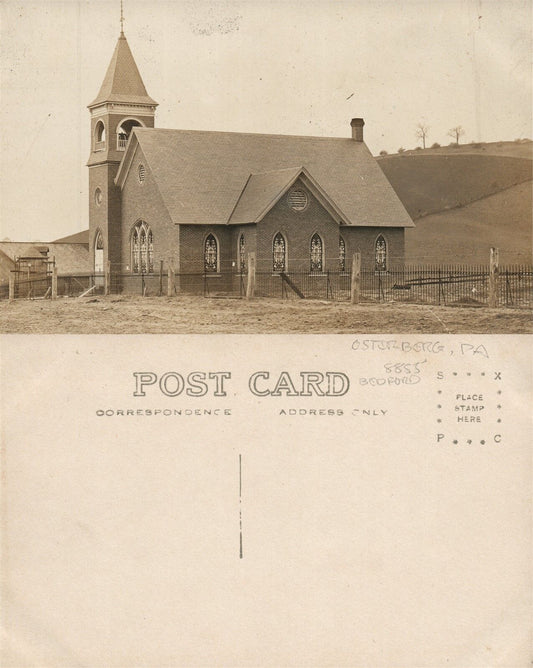 OSTERBRUG (?) PA CHURCH ANTIQUE REAL PHOTO POSTCARD RPPC