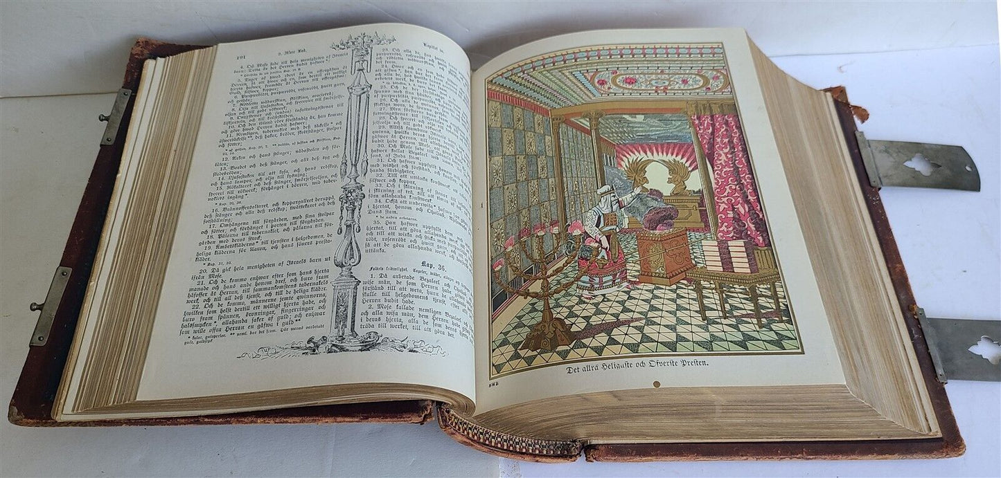 1900 BIBLE in SWEDISH ANTIQUE VICTORIAN MASSIVE FOLIO GUSTAVE DORE ILLUSTRATED