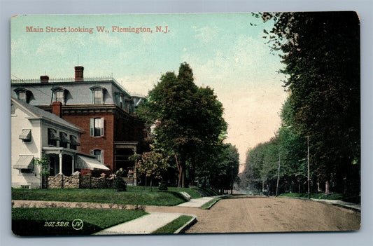 FLEMINGTON NJ MAIN STREET LOOKING WEST ANTIQUE POSTCARD