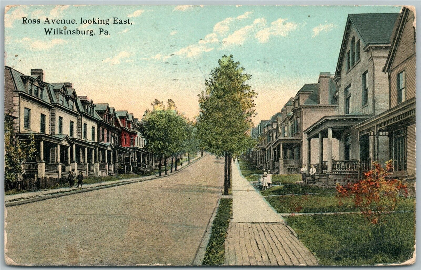 WILKINSBURG PA ROSS AVENUE 1915 ANTIQUE POSTCARD