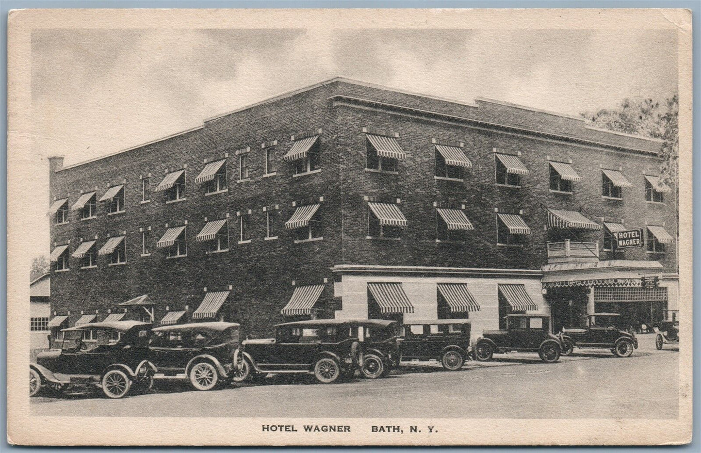 BATH NY HOTEL WAGNER 1926 ANTIQUE POSTCARD
