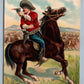 COWBOY on HORSE w/ HAND GUN EMBOSSED ANTIQUE POSTCARD