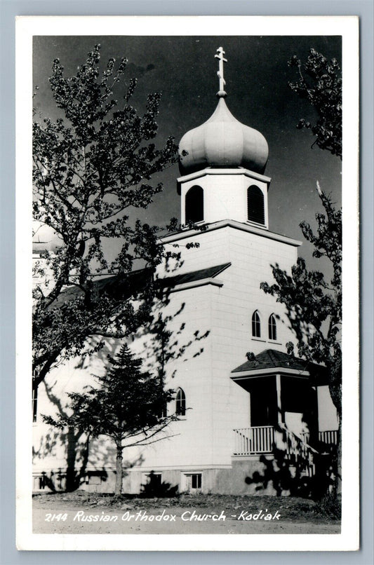 KODIAK AK RUSSIAN ORTHODOX CHURCH VINTAGE REAL PHOTO POSTCARD RPPC