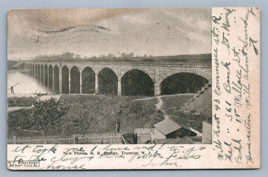 TRENTON NJ NEW PENNA RAILROAD BRIDGE ANTIQUE POSTCARD