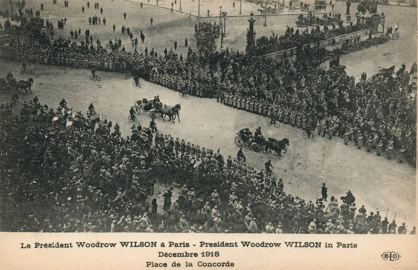 AMERICAN PRESIDENT WOODROW WILSON in PARIS 1918 PATRIOTIC ANTIQUE POSTCARD