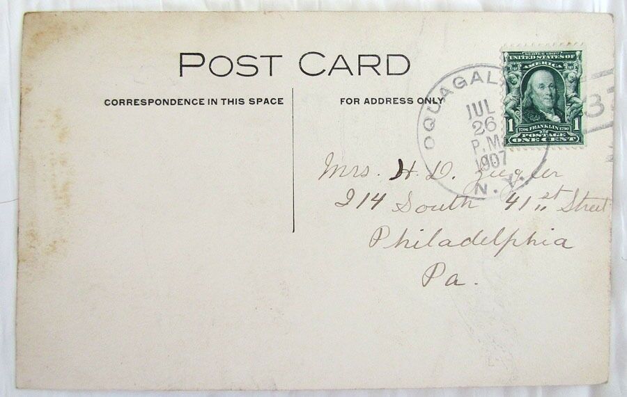 1907 RPPC ANTIQUE PHOTO POSTCARD - OQUAGA LAKE N.Y.