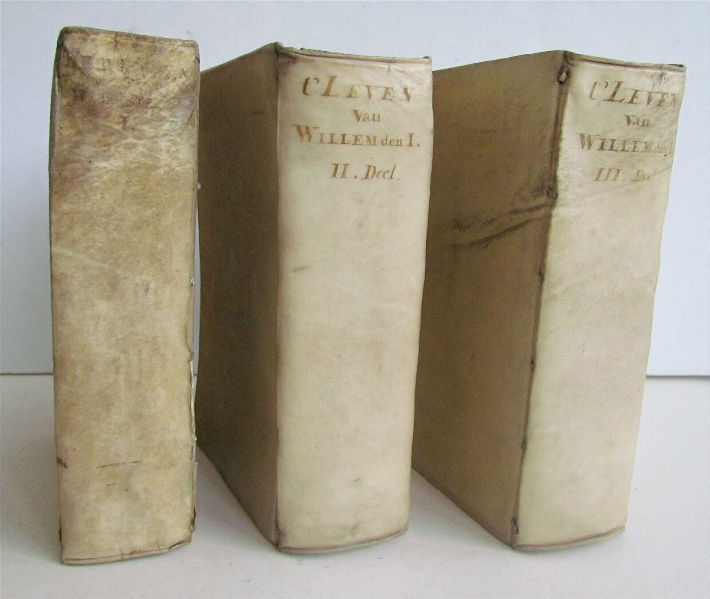 1732 3 VOLUMES HET LEVEN VAN WILLEM DE I in DUTCH VELLUM antique HOUSE of ORANGE