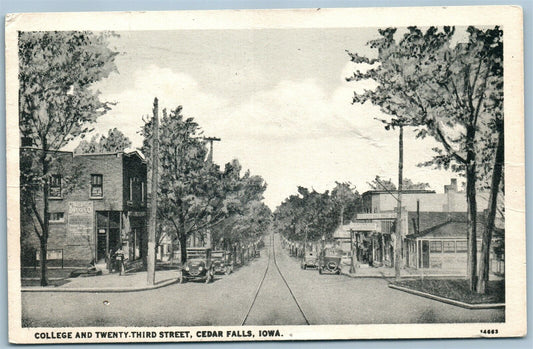 CEDAR FALLS IA COLLEGE & 23rd STREET VINTAGE POSTCARD