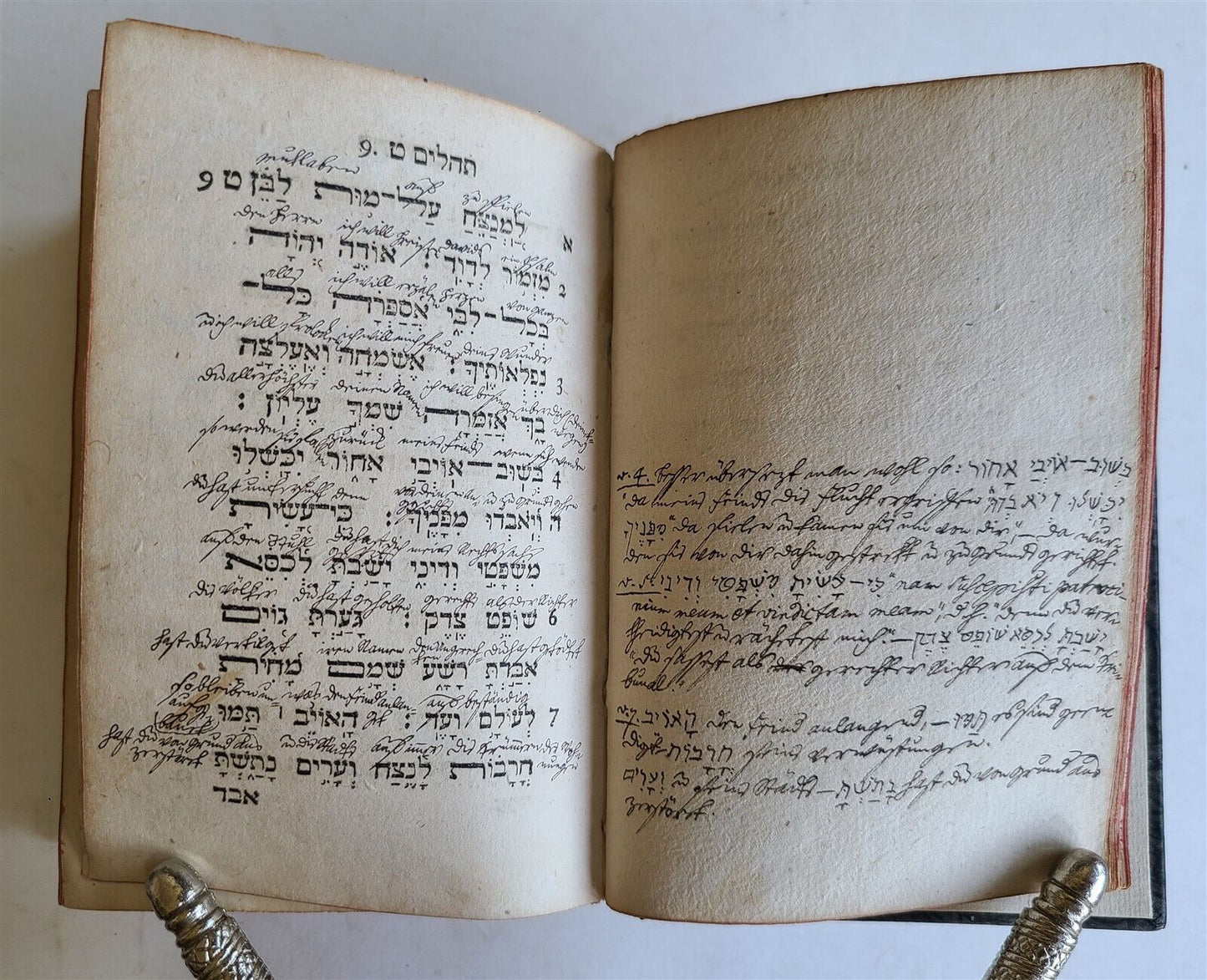 1738 PSALTERIUM in HEBREW Sepher Tehilim ANTIQUE Judaica PSALM BOOK Bible