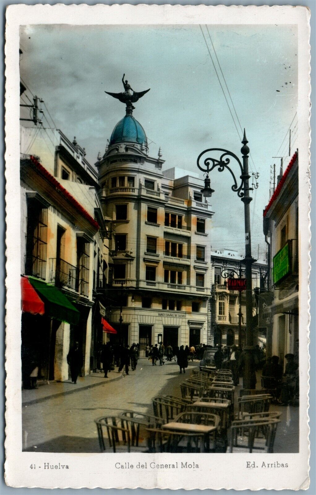 HUELVA SPAIN CALLE DEL GENERAL MOLA ANTIQUE REAL PHOTO POSTCARD RPPC