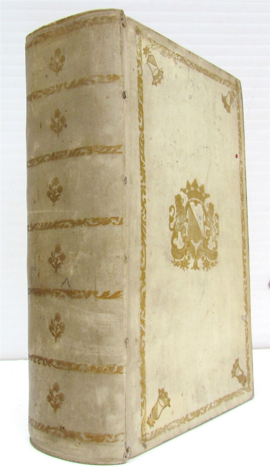 1744 ROMAN HISTORY ARMORIAL VELLUM BINDING antique w/ MAP by LUCIUS FLORUS