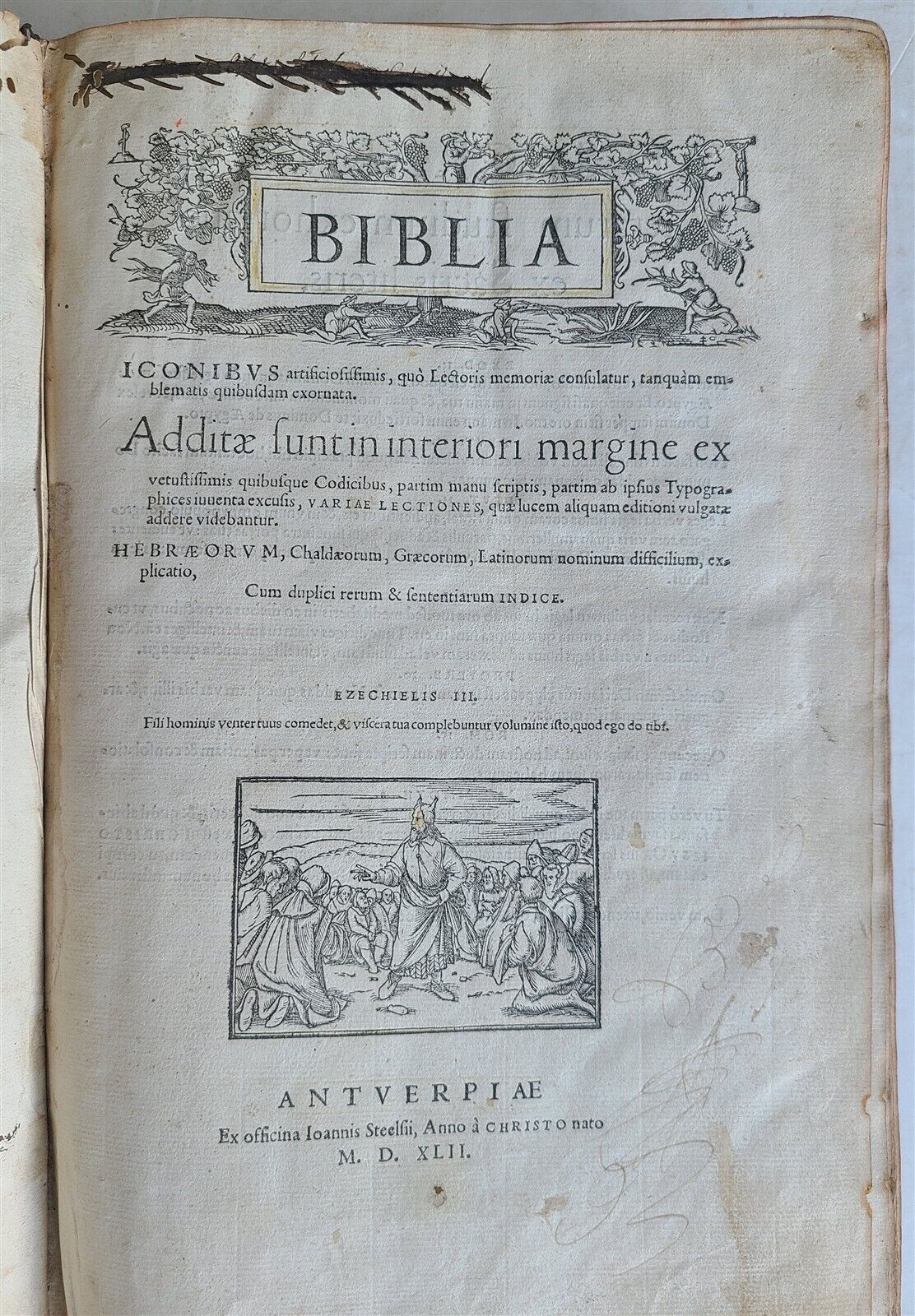 1543 BIBLE LATIN ANTIQUE FOLIO ILLUSTRATED HANS HOLBEIN ZWINGLIBIBEL APOCALYPSE