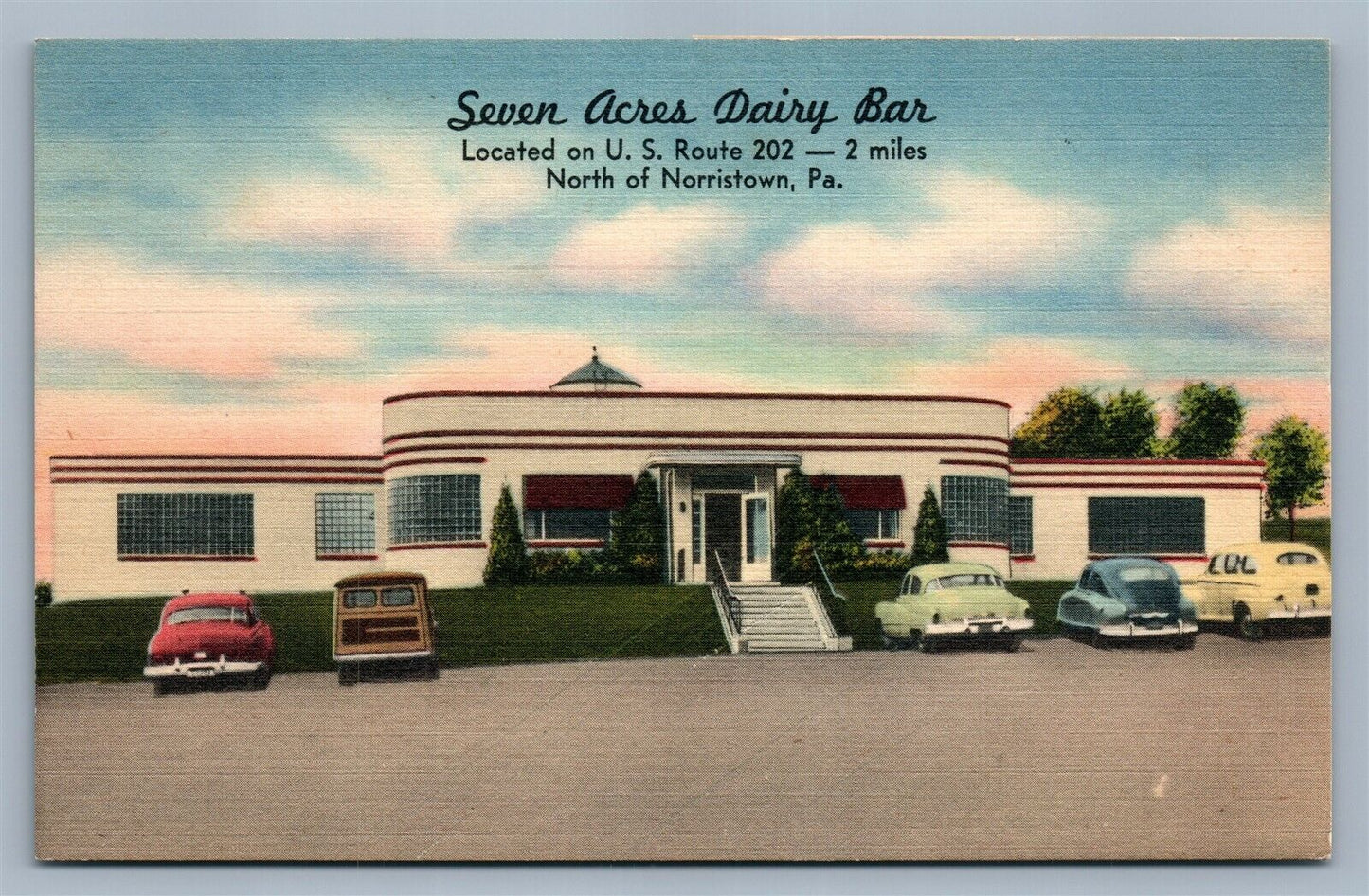 NORRISTOWN PA SEVEN ACRES DAIRY BAR ADVERTISING VINTAGE POSTCARD