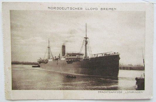 VINTAGE POSTCARD NORDDEUTSCHER LLOYD BREMEN SHIP LOTHRINGEN