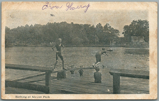 PITMAN NJ ALCYON PARK BATHING ANTIQUE POSTCARD