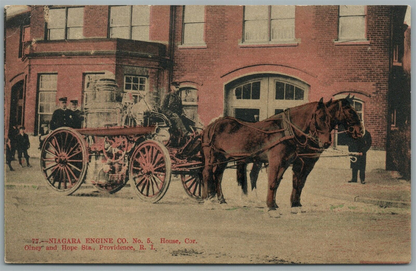 PROVIDENCE RI FIRE DEPARTMENT NIAGARA ENGINE CO. ANTIQUE POSTCARD