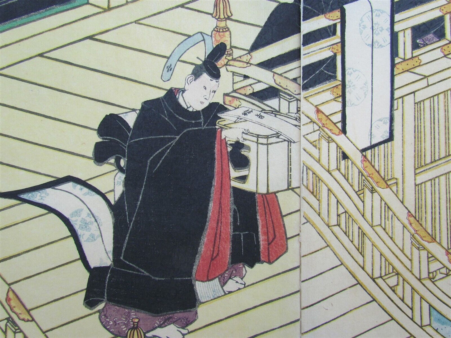 JAPANESE WOODBLOCK TRIPTYCH PRINT ANTIQUE by UTAGAWA YOSHIMORI EDO 1863