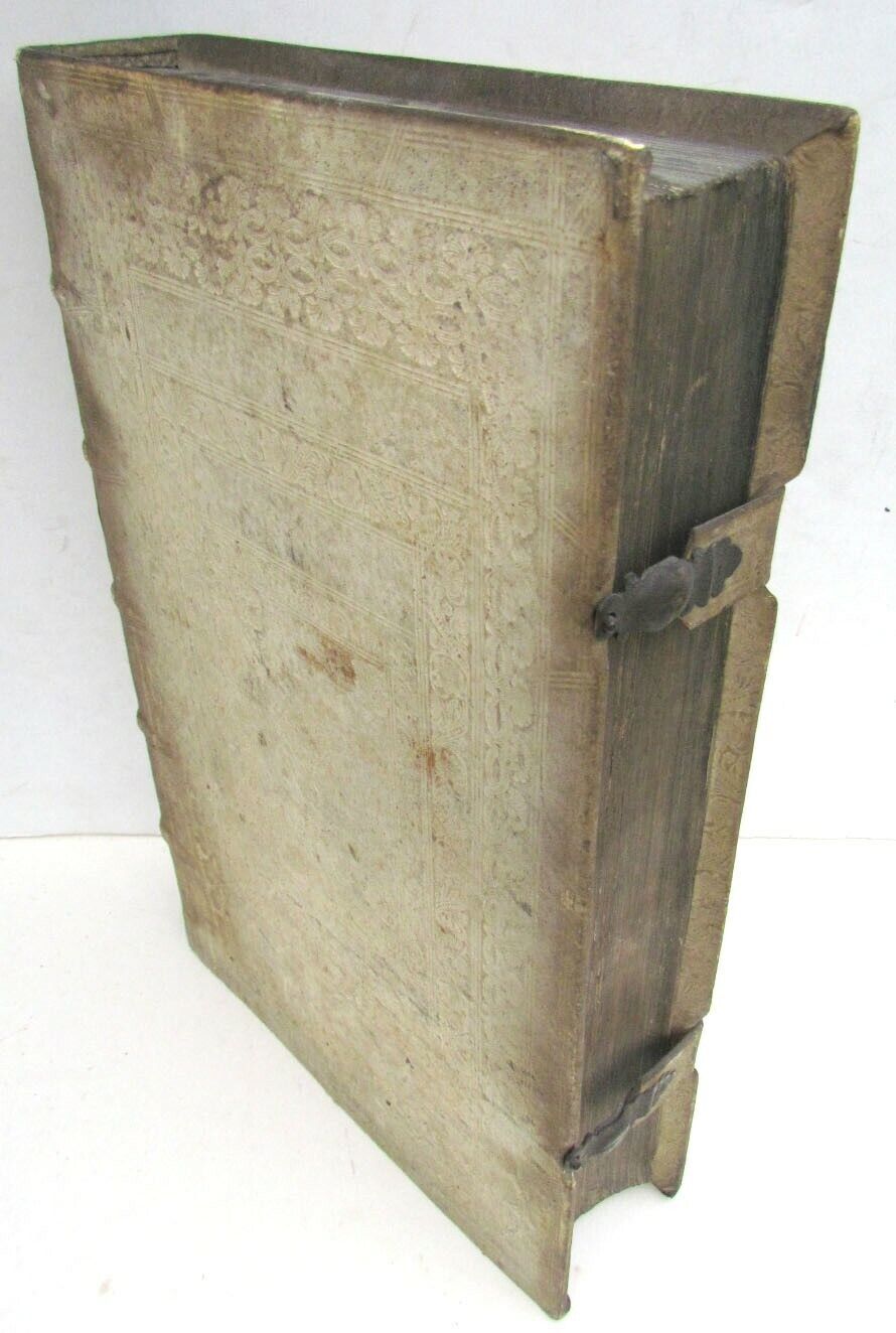 1694 BLIND-STAMPED PIGSKIN OVER WOODEN BOARDS FOLIO ANNALES ECCLESIASTICI