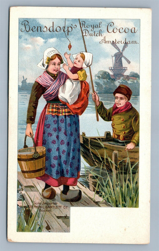 S. BARLETT BOSTON MA COCOA ADVERTISING ANTIQUE POSTCARD PRIVATE MAILING CARD