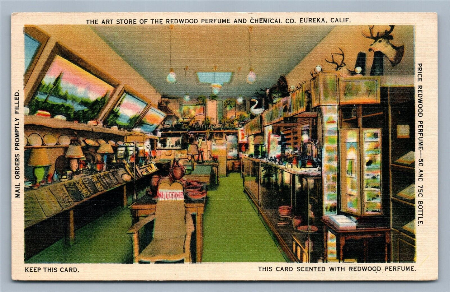 EUREKA CA REDWOOD PERFUME & CHEMICAL CO. ART STORE VINTAGE POSTCARD