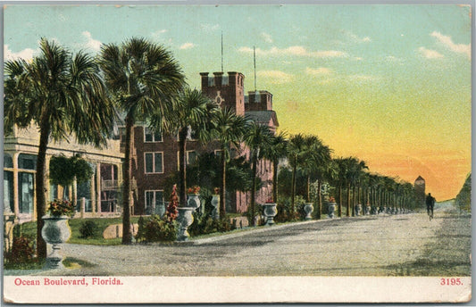 OCEAN BOULEVARD FL ANTIQUE POSTCARD