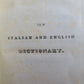 1850 ITALIAN and ENGLISH DICTIONARY antique VELLUM BOUND