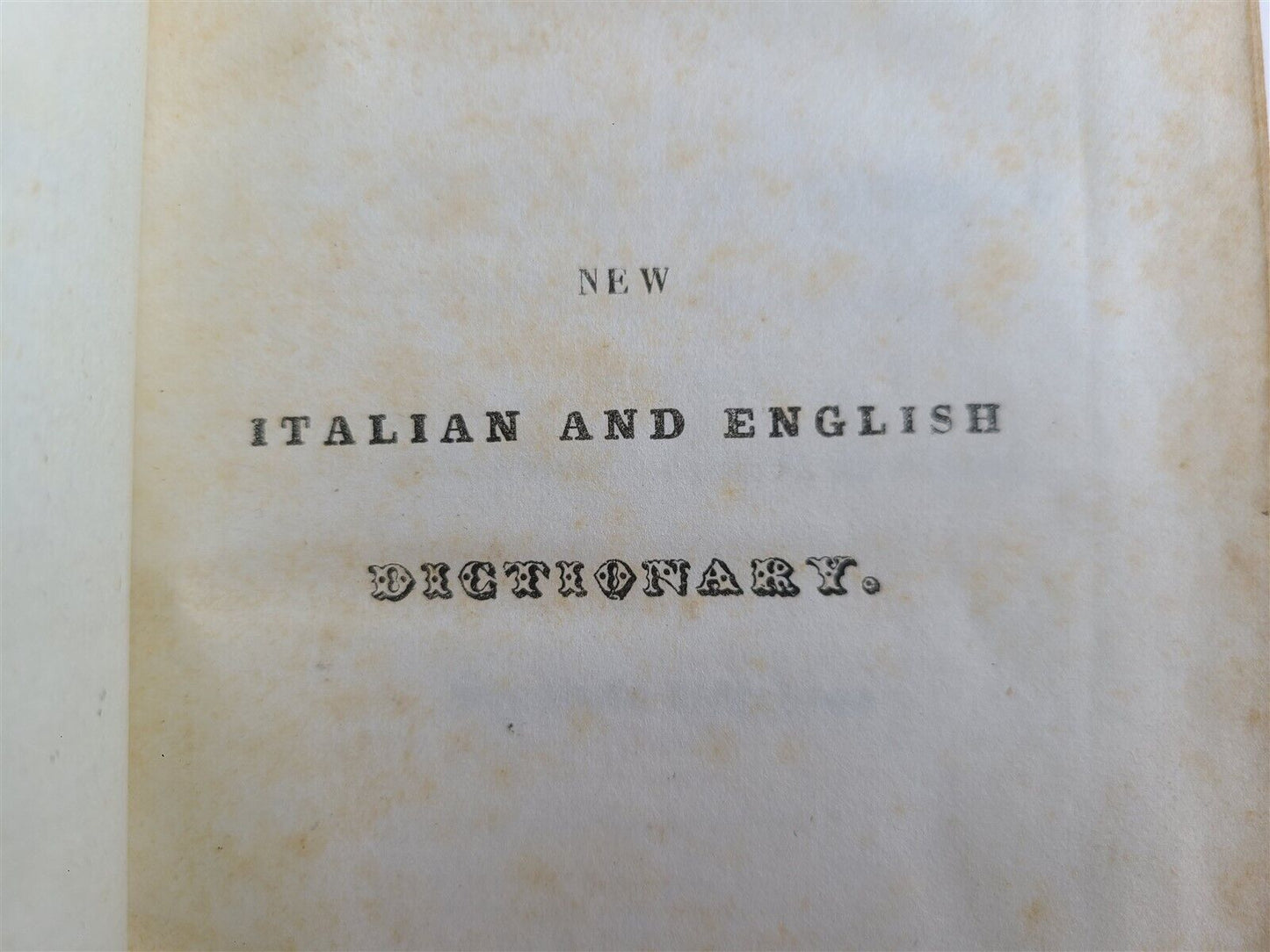 1850 ITALIAN and ENGLISH DICTIONARY antique VELLUM BOUND